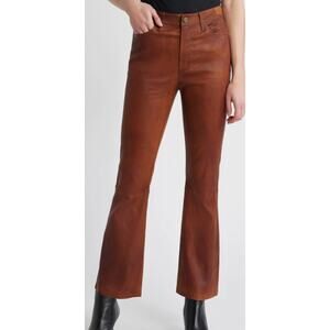 Frame 100% Lambs Leather Le Crop Mini Boot Pants Tabacco Size 30
